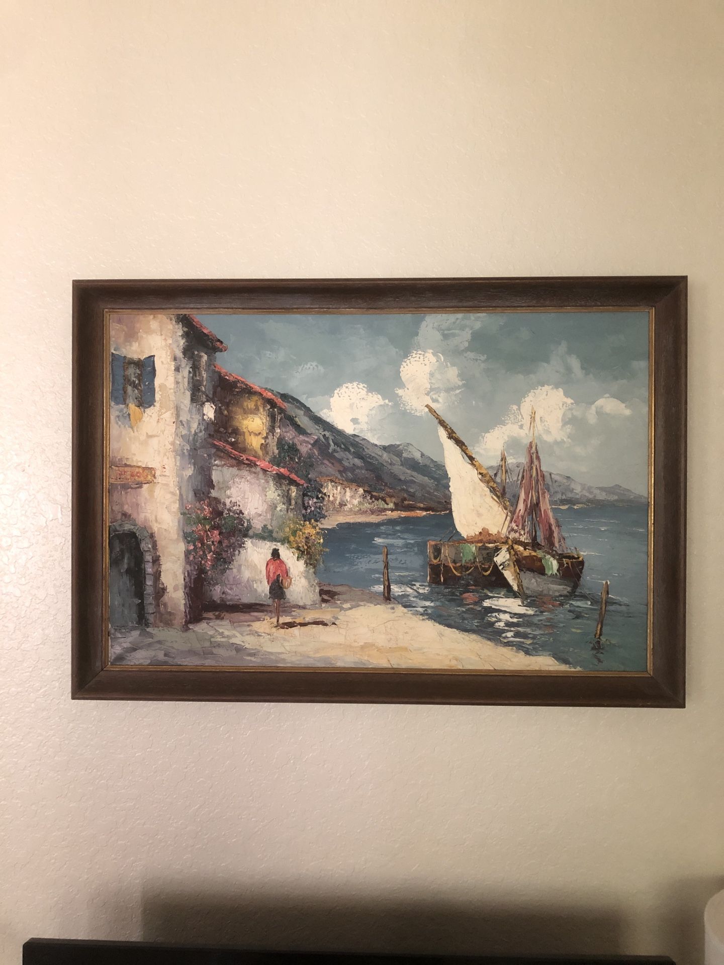 Mid Century Oil Painting On Canvas Wood Framed / Giovanni Camprio Collectibles & Art