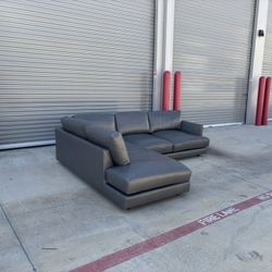 FREE DELIVERY West Elm Excellent Condition Leather 2 Piece Chaise Sectional