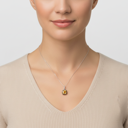 10K White Gold Citrine & Brown Diamond Pendant & 18" Rope Chain - 0.25ct