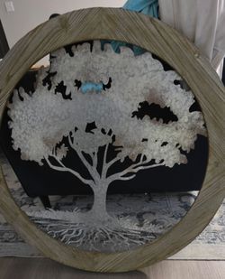 Metal Tree of Life Wall Art with Wood Frame
