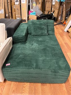 Green Corduroy Modular Chaise Lounge Sectional