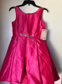 NEW-Aurora (Hot Pink) Dress with a crowned jewel (size 11/12): $25