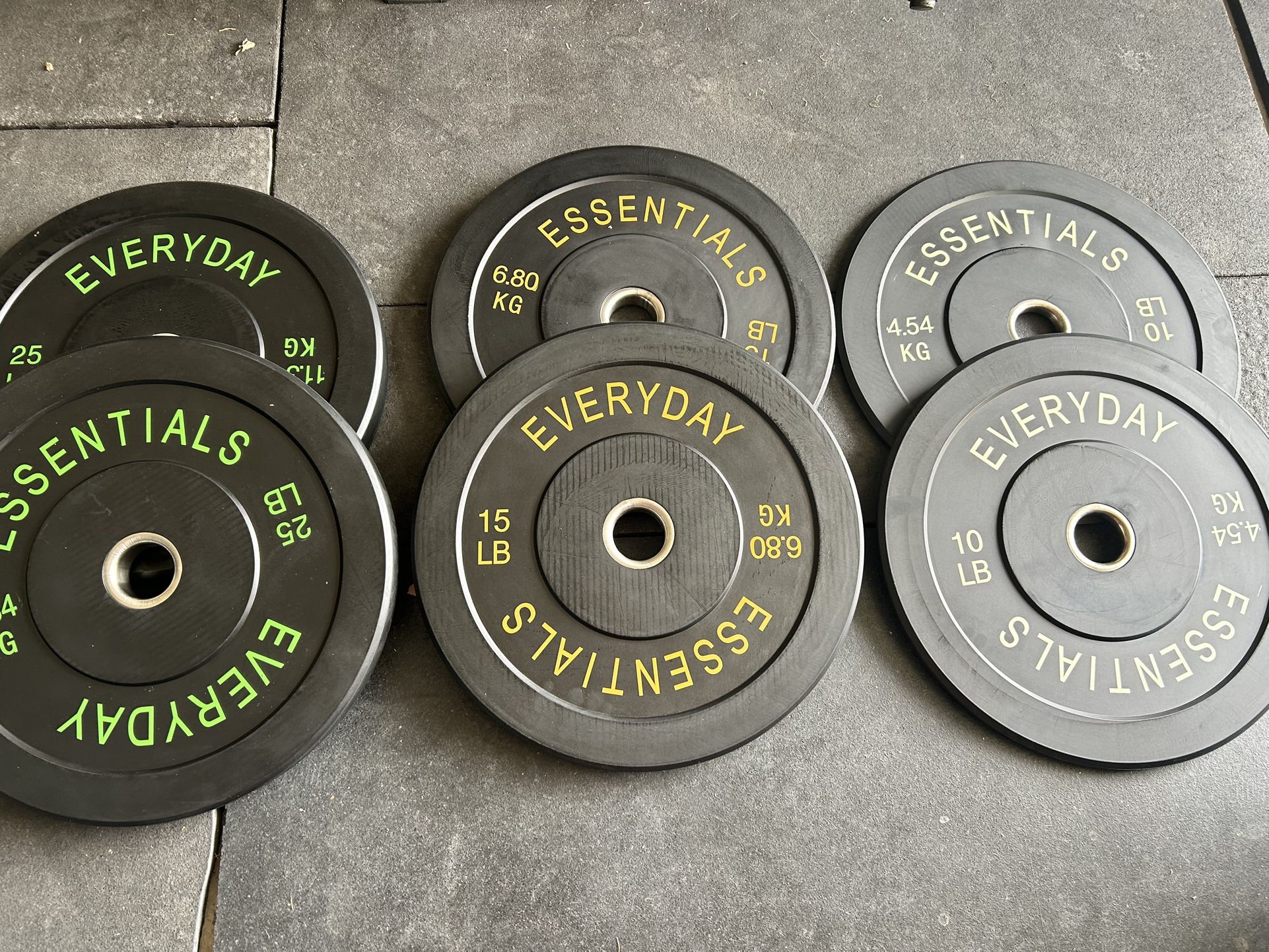 Bumper Plates: 10s, 15s, 25s