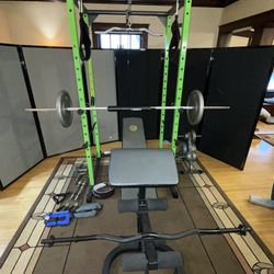 Power Rack, Bench, Weights, Bars, and more