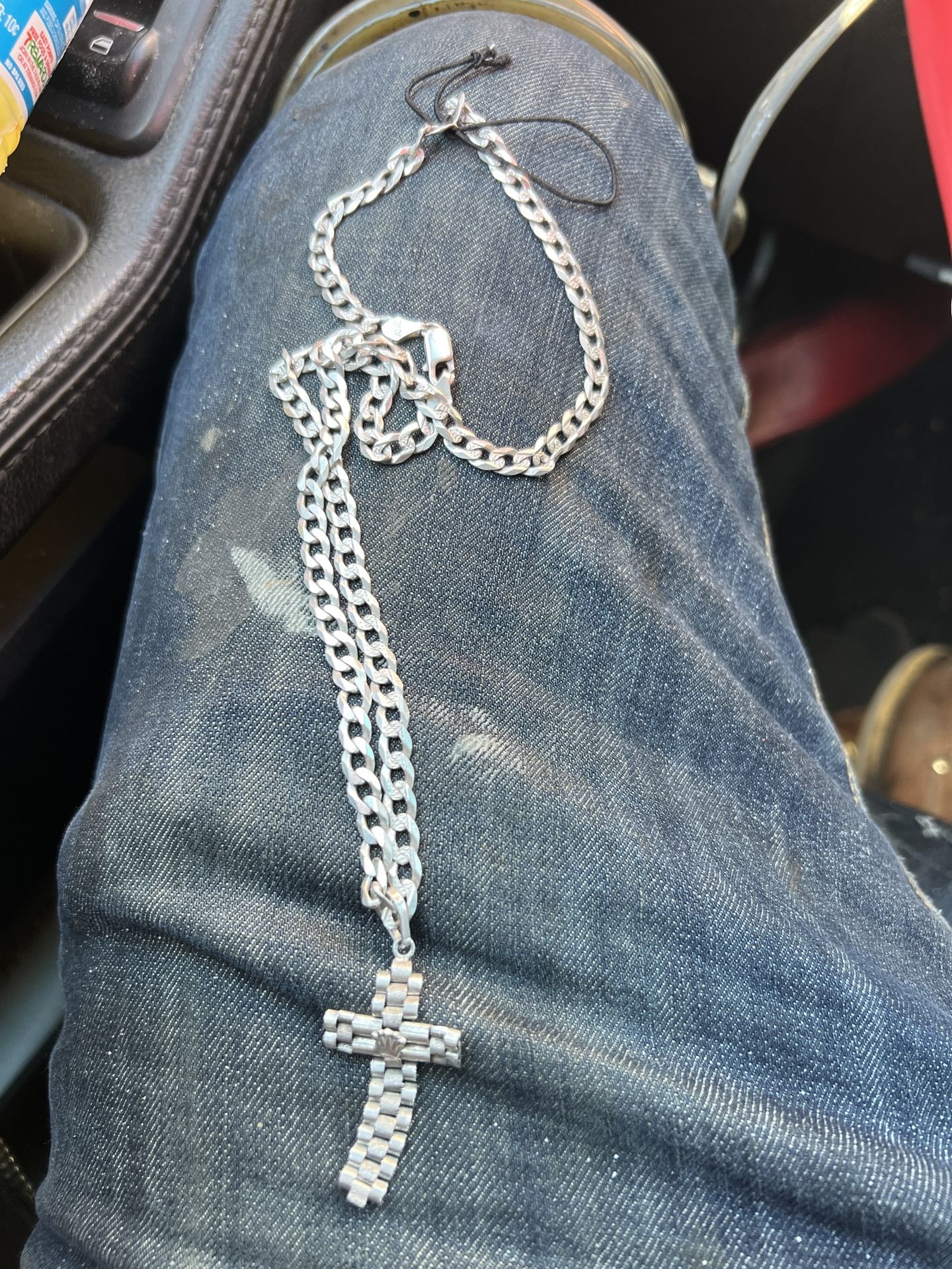 Chain And Rolex Pendant Silver 