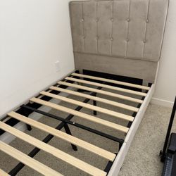 Beige Fabric Bed Frame  Single Size 