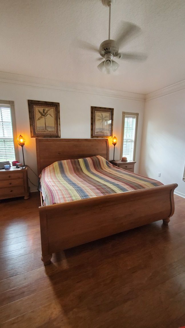 King size bed frame and matching nightstands