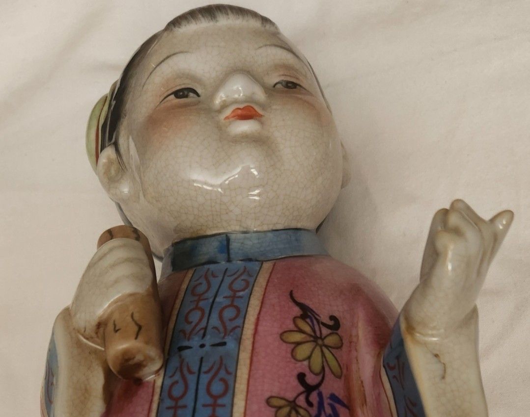 Asian Boy, Girl Porcelain 11 Inch