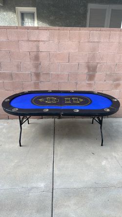 Barrington 10-Player Folding Poker Table + Chip Set & Carrying Case