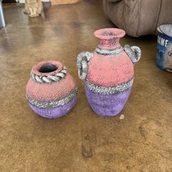 vintage Mexican terracotta pottery vases