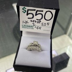 14k White Gold Wedding Set