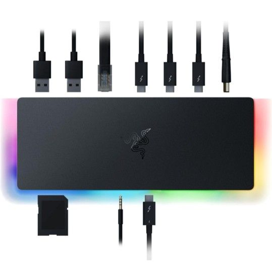Razer Thunderbolt 4 Dock: 10 Ports in 1 - Dual 4K or Single 8K Video Output - USB A and C Hub, 2.5 GbE Thunderbolt 3, Mac, and PC Compatible - Thunder