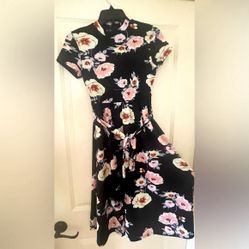 SHEIN Teen Girls Floral Print Belted Dress 12-13Y