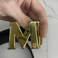 Mcm Leather Belt With Buckle. 
