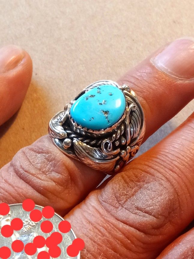 $80! Awesome SIZE 5.5 Sterling Silver Turquoise Navajo Made Ring