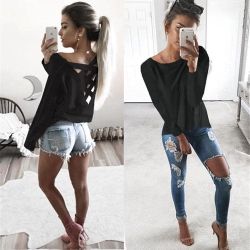 Women's Criss Cross Back Long Sleeve Sweater size small 