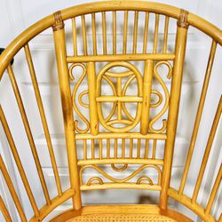 Your 1970 Brighton Rattan Burnt Bamboo Caned Seat Armchair Awaits!      