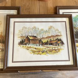 Vintage Farm Scene Framed Prints