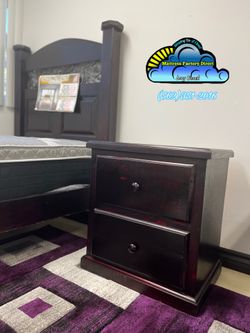 Twin complete bed with mattress and one nightstand bedroom furniture