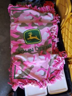 Pink Camo John Deere Hand Tied Blanket ~ $30