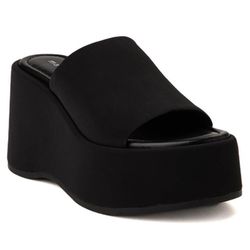 NIB New Womens Madden Girl Platform Wedge Sandals Black size 7.5 