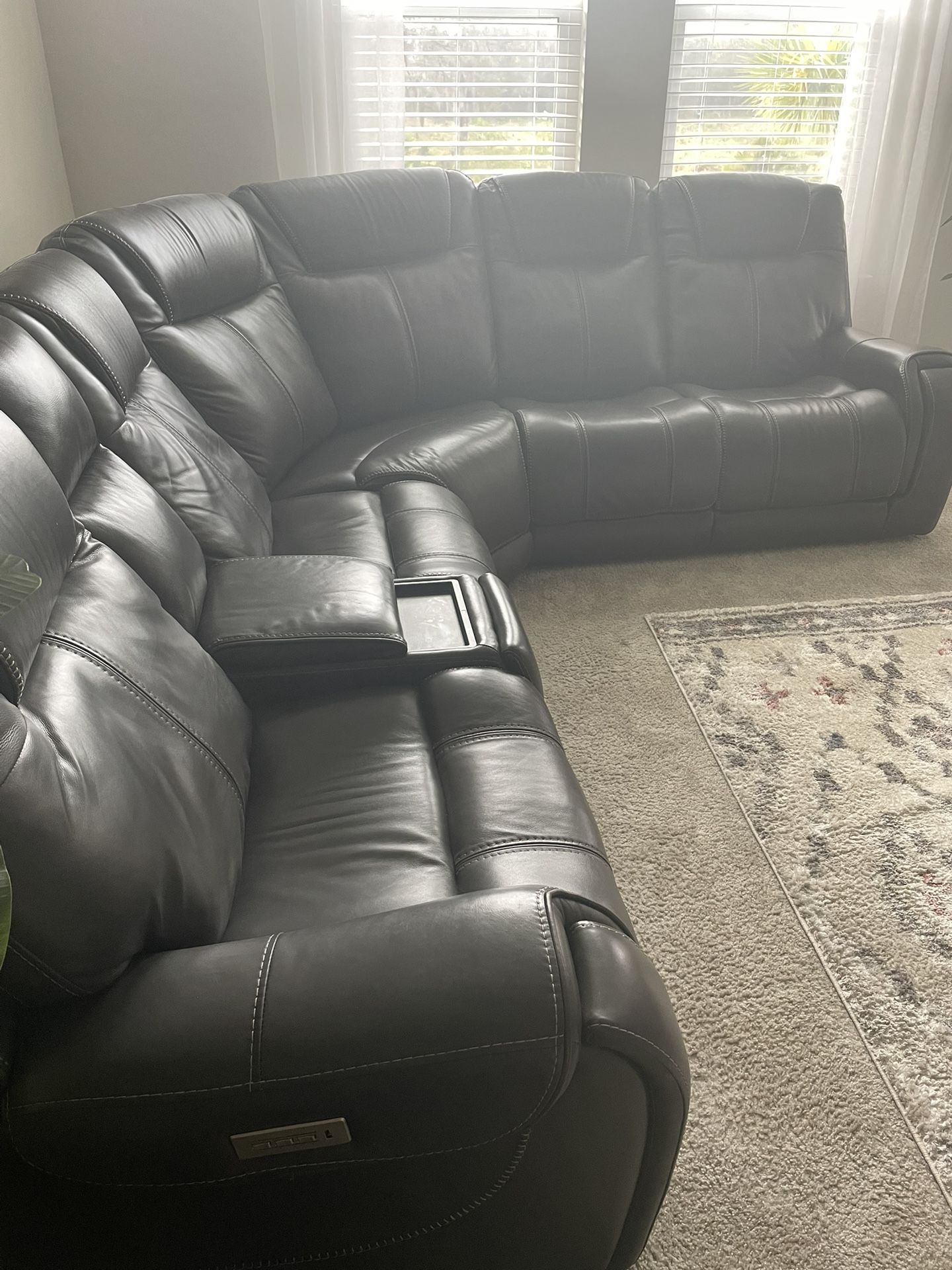 Leather electric recliner, circular couch