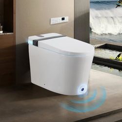 Boho Havens Smart Toilet with Bidet Seat Built-in Auto Open/Close Foot Sensor LED Display Night Light Warm Water Dryer