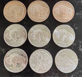 (9) Golden State Mint .999 Silver Rounds