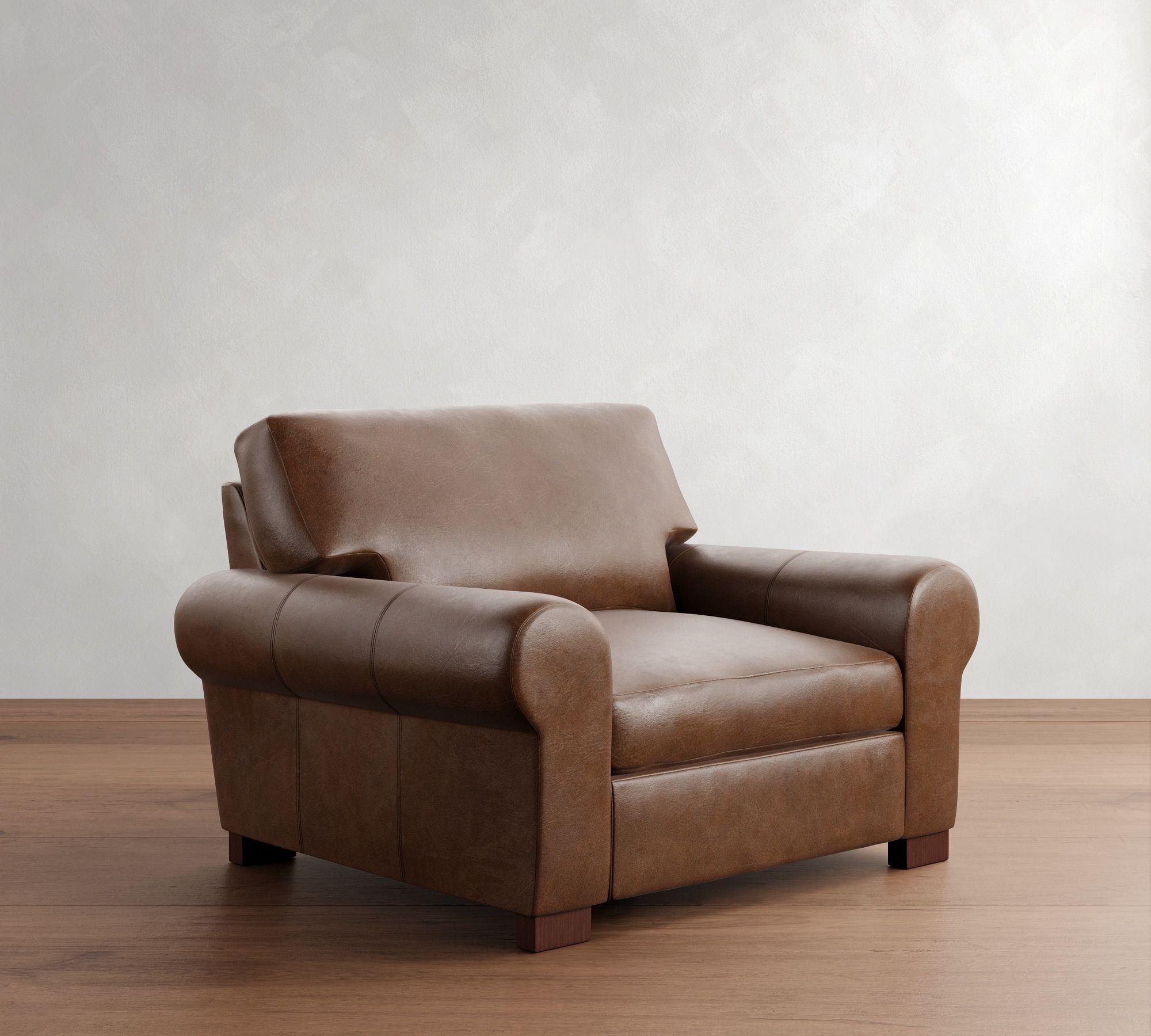 Turner Roll Grand Arm Leather Chair, Statesville Molasses, 48"
