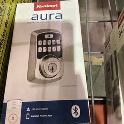 Two Kwikset Aura Satin Nickel Single Cylinder Electronic Bluetooth Keypad Smart Lock Deadbo