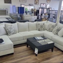 New White USA Made High Quality XL Sectional Sofa Couch *Ottoman Sold Separately*