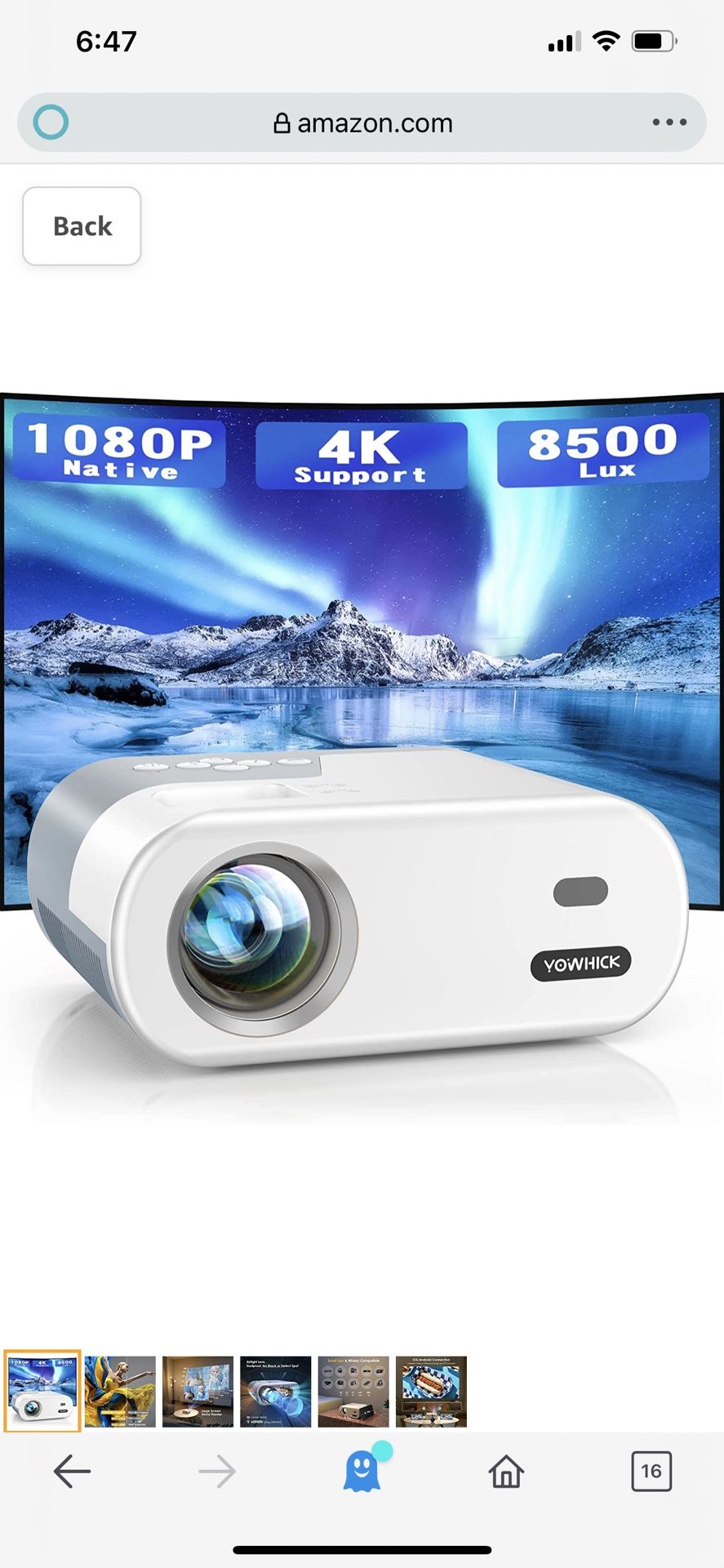 Mini Projector, Native 1080P Full HD YOWHICK DP02W Movie Projector for Outdoors, Portable Projector with Remote Control, HDMI, USB, AV and Aux Ports f