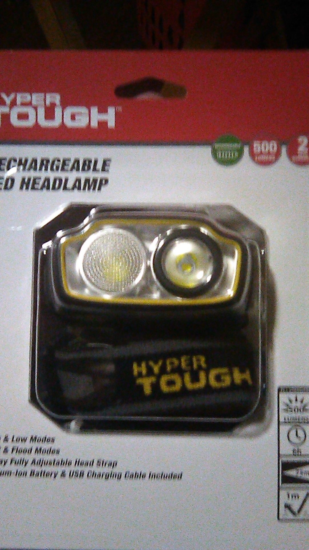 Hyper tough rechargable head lamp