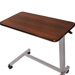 Vaunn Medical Adjustable Overbed Bedside Table With Wheels (Hospital and Home Use)=S3
