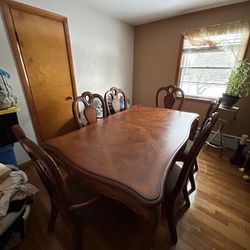 Solid Wood Dining Table Set – Seats 6