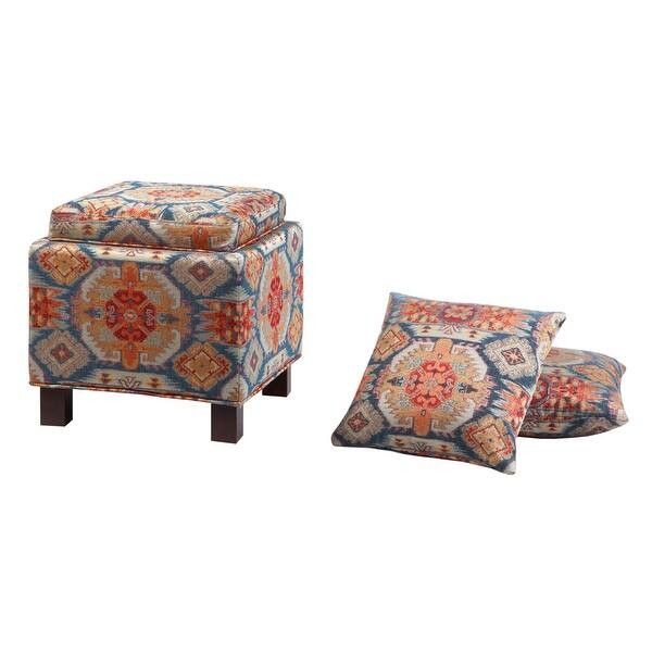 2 Ottomans With 4 Matching Pillow Cases