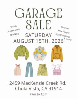 Saturday 8/15 Garage Sale