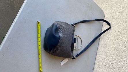 Navy Woven Crossbody Bag with Ring Detail