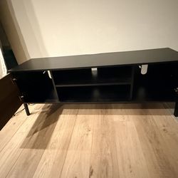 Black and Wooden TV Console Table