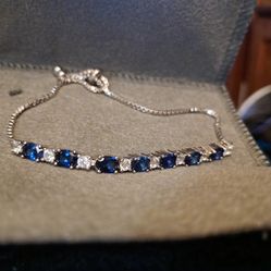 ✨ STUNNING Blue Sapphire & Moissanite Adjustable Bracelet ✨