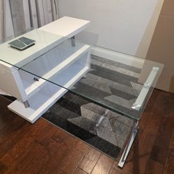 Modern Glass-top Desk With White Return