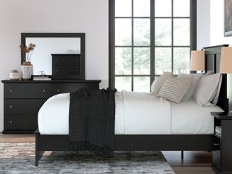 Maribel Black Twin Panel Bed, Dresser, Mirror and 2 Nightstands (Online Special Price)