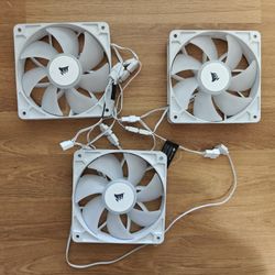 White Corsair 120mm RGB Fans For Gaming Computer Desktop Pc