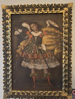 19th Century Oil Painting Cusco School Archangel St Michael