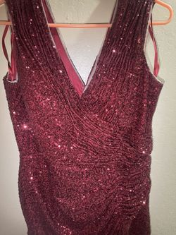 XL Sparkling burgundy Dress With Slit