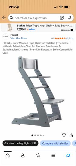 Fornel adjustable wooden high chair, for toddler to bigger kid