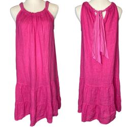 Pink Linen Sleeveless Dress, Size Medium