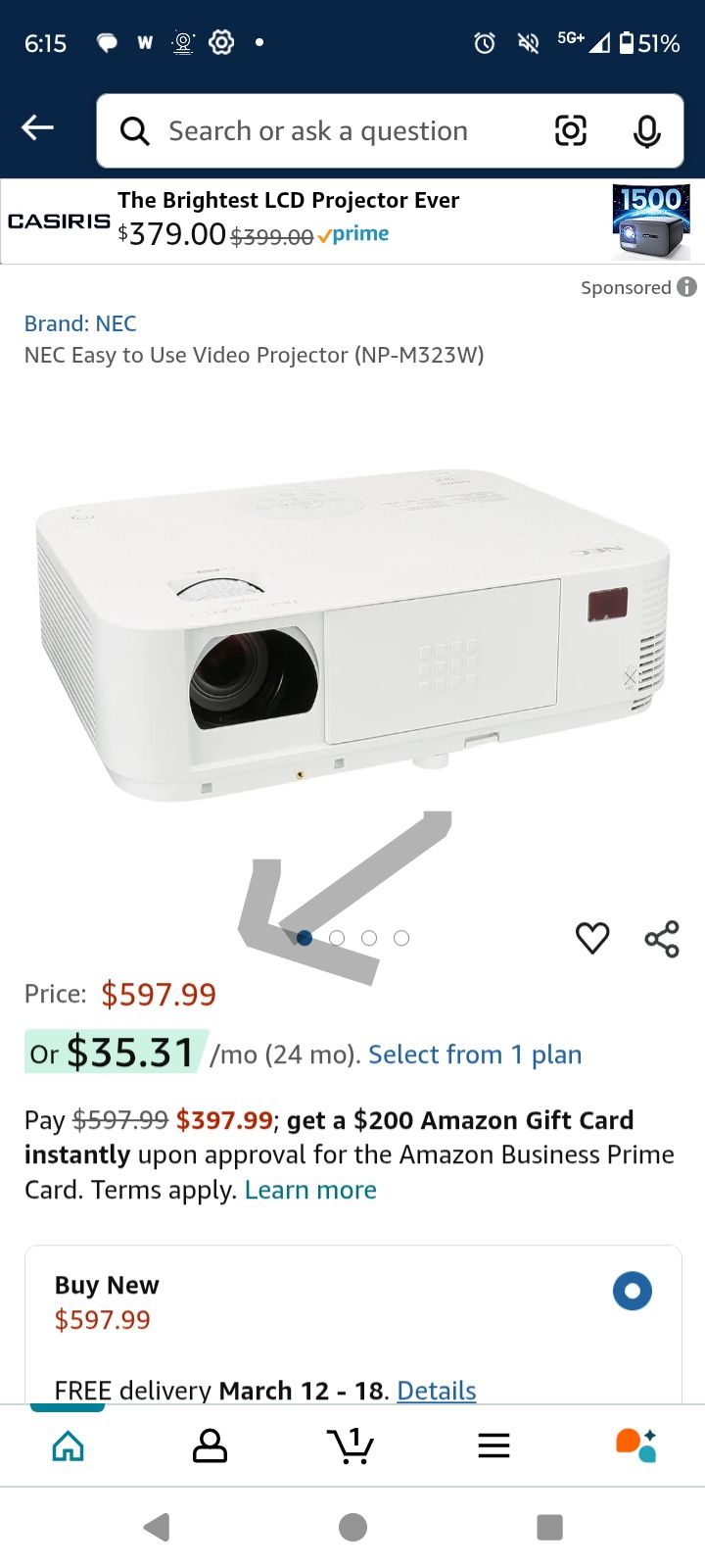 NEC NP-M322W DLP Projector 3200 ANSI HD 1080p PC 3D Ready USB A/B HDMI / In Good Conditions / Free Shipping