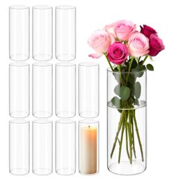 🚨12 Pack Glass Cylinder Vases – Wedding/Event Centerpiece Deal🔥