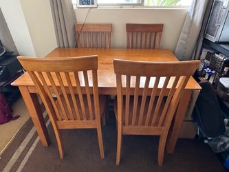 Wood Dining Table with 4 Chairs